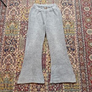 POL Lounge Pants Gray Fuzzy Plush Wide Leg Cozy sweatapants Womens Size S flared